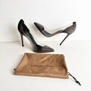 Gianvito Rossi Brown Suede and PVC Plexi Pointed Toe Pumps Size 38